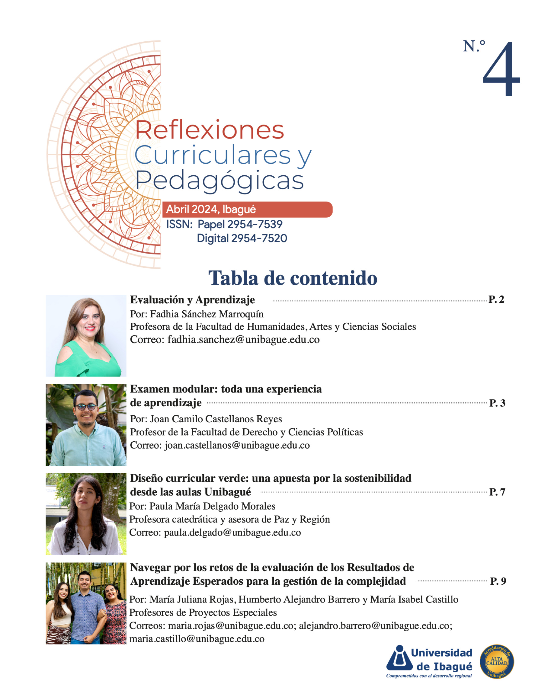 Cover of Reflexiones Curriculares y Pedagógicas No.4